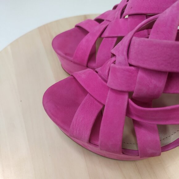 ALDO Suede Peep Toe High Heel Platforms Pink Fushia Women EU 38/ US 7.5 - Picture 5 of 15